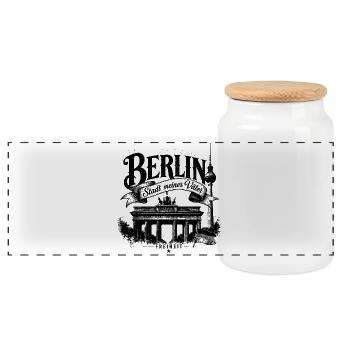 BERLIN - Stadt meiner Väter - Panorama Keksdose mit Holzdeckel - Weiß - Vorne