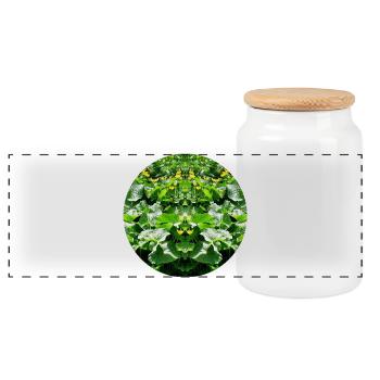 Nature Mandala Water Plant Mirrored - Panoramic Cookie Jar with Wooden Lid - white - Front