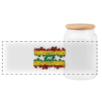 Paint Splash Rastafari Flag Mix - Panoramic Cookie Jar with Wooden Lid - white - Front