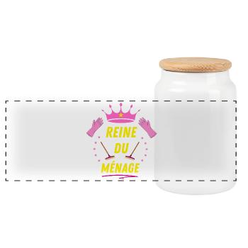 Reine du Ménage - Boîte à biscuits avec couvercle en bois - blanc - Devant