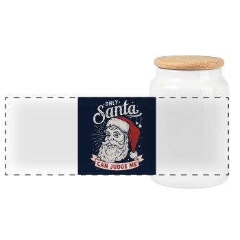 only Santa can judge me - Panoramic Cookie Jar with Wooden Lid - white - Front