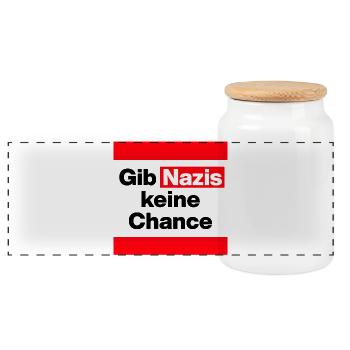 GIB NAZIS KEINE CHANCE, NO NZS, NO AFD, DEMOKRATIE - Panorama Keksdose mit Holzdeckel - Weiß - Vorne