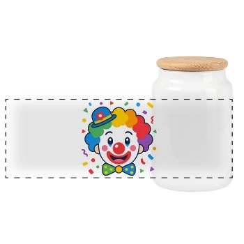 Geometric Clown – Colorful Kids Design Vector - Panoramic Cookie Jar with Wooden Lid - white - Front