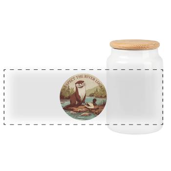 Respect The River Locals Otter Nature - Panoramic Cookie Jar with Wooden Lid - white - Front
