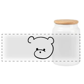 Cute teddy bear with button eyes - Panoramic Cookie Jar with Wooden Lid - white - Front