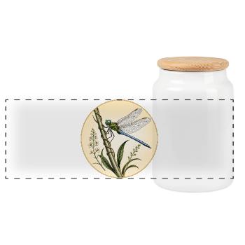 Dragonfly Emperor Anax Imperator - Panoramic Cookie Jar with Wooden Lid - white - Front
