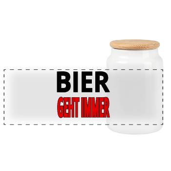 Bier - Panorama Keksdose mit Holzdeckel - Weiß - Vorne