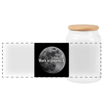 Lunar work in execution X - Panoramic Cookie Jar with Wooden Lid - white - Front