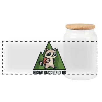 Wandering raccoon in the forest - Panoramic Cookie Jar with Wooden Lid - white - Front