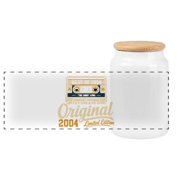 Original 2004 Vintage - 2004 Birthday Gift - Panoramic Cookie Jar with Wooden Lid - white - Front