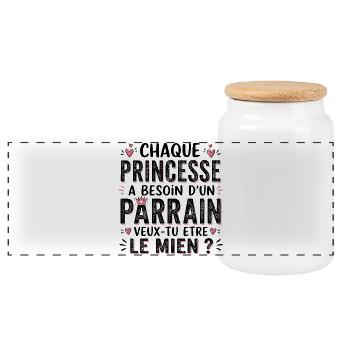 Veux Tu Etre Mon Parrain  - Boîte à biscuits avec couvercle en bois - blanc - Devant