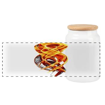 Fire Orbit – Chaos Art - Panoramic Cookie Jar with Wooden Lid - white - Front