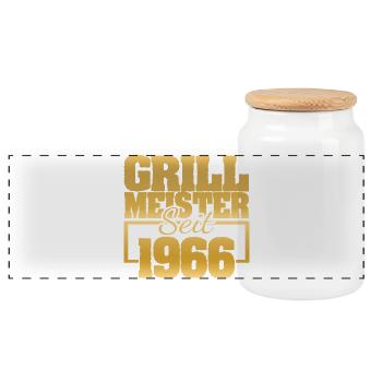 Barbecue 1966 - Panoramic Cookie Jar with Wooden Lid - white - Front
