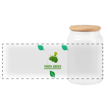Thank Green: Leafy Bulb - Panoramic Cookie Jar with Wooden Lid - white - Front