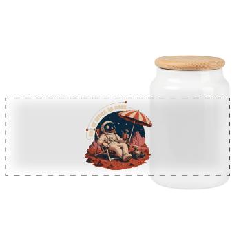 Out Of Office On Mars – Vacation in Space - Panoramic Cookie Jar with Wooden Lid - white - Front