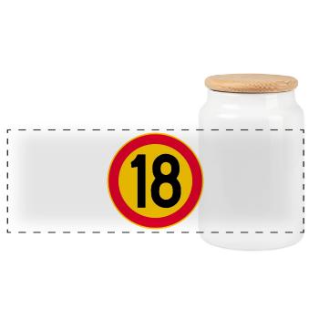18th Birthday Age 18 Years Sign - Panoramic Cookie Jar with Wooden Lid - white - Front