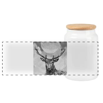 Deer - Panoramic Cookie Jar with Wooden Lid - white - Front
