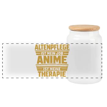Altenpflege Anime Fan Pflegekraft Geschenk - Panorama Keksdose mit Holzdeckel - Weiß - Vorne