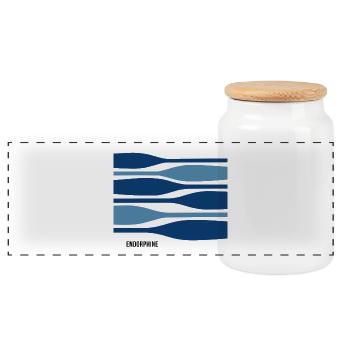 Endorphins – paddling with a good feeling - Panoramic Cookie Jar with Wooden Lid - white - Front