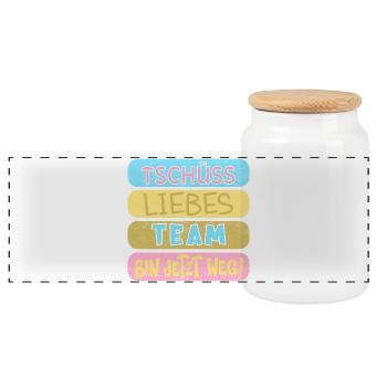 Abschied Liebes Team - Panorama Keksdose mit Holzdeckel - Weiß - Vorne