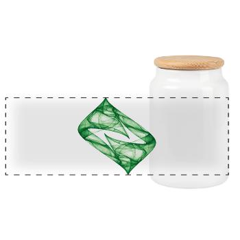 Dynamic Track - Green - Chaos Art - Panoramic Cookie Jar with Wooden Lid - white - Front