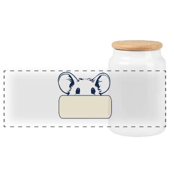 Name tag mouse - Panoramic Cookie Jar with Wooden Lid - white - Front