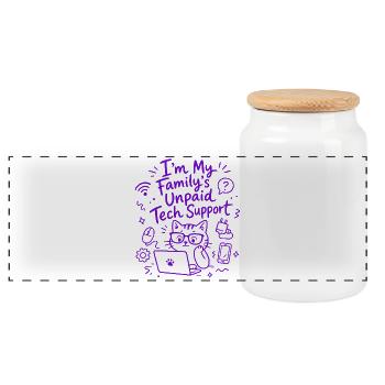I'm My Family's Unpaid Tech Support - Funny Tech - Panoramic Cookie Jar with Wooden Lid - white - Front