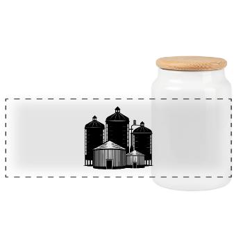 Grain Bins - Panoramic Cookie Jar with Wooden Lid - white - Front