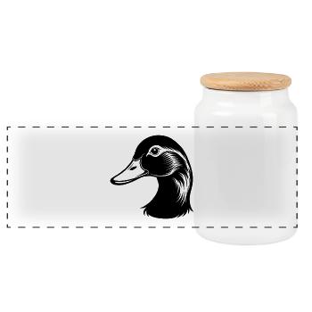 Duck head - Panoramic Cookie Jar with Wooden Lid - white - Front