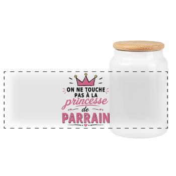 Princesse de parrain - Boîte à biscuits avec couvercle en bois - blanc - Devant