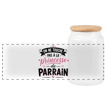 T-shirt On Ne Touche Pas Princesse De Parrain - Boîte à biscuits avec couvercle en bois - blanc - Devant