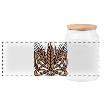 Wheat grain grain graphic - Panoramic Cookie Jar with Wooden Lid - white - Front