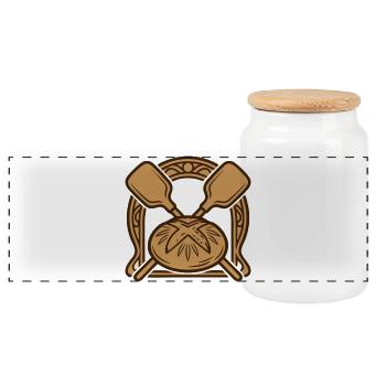 Bread pusher Baecker coat of arms - Panoramic Cookie Jar with Wooden Lid - white - Front