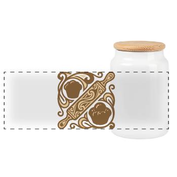 Rolling Pin Baking Graphic - Panoramic Cookie Jar with Wooden Lid - white - Front