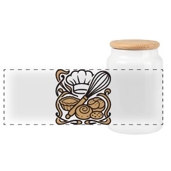 Whisk Baeckerhut Logo - Panoramic Cookie Jar with Wooden Lid - white - Front