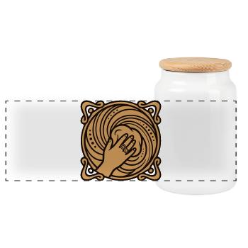 Hand Kneading Dough Graphic - Panoramic Cookie Jar with Wooden Lid - white - Front