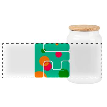 Geometric Shapes Art Design - Panoramic Cookie Jar with Wooden Lid - white - Front