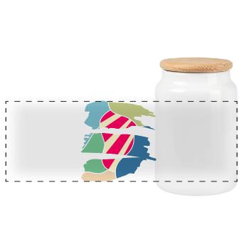 Retro Modernes Farb-Design - Panorama Keksdose mit Holzdeckel - Weiß - Vorne