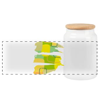 Casual Art - Abstract Color Shape Design - Panoramic Cookie Jar with Wooden Lid - white - Front