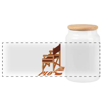 PLOT TWIST - Panoramic Cookie Jar with Wooden Lid - white - Front