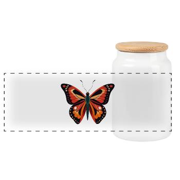 King Kamehameha Butterfly - Panoramic Cookie Jar with Wooden Lid - white - Front