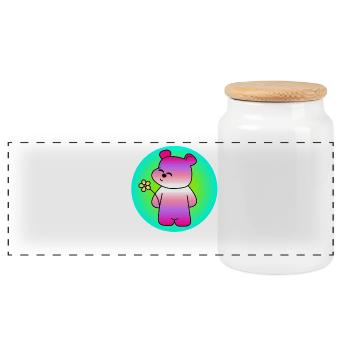 Sugar-sweet bear - Panoramic Cookie Jar with Wooden Lid - white - Front