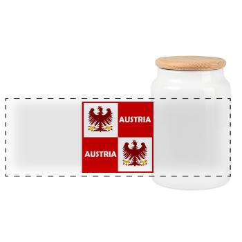 Double Eagle Rouge Blanc Bloc - Boîte à biscuits avec couvercle en bois - blanc - Devant