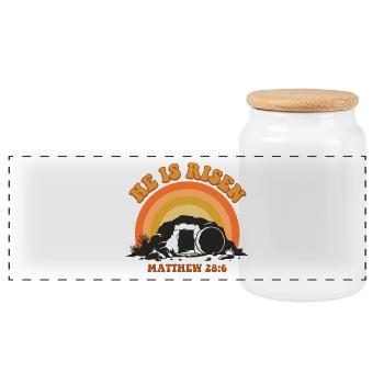 Jésus ressuscité Coucher de soleil rétro - Boîte à biscuits avec couvercle en bois - blanc - Devant