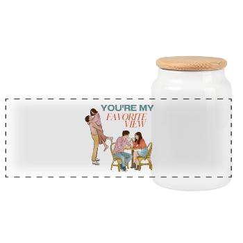 You're My Favorite View Romantic Couple Gift - Panoramic Cookie Jar with Wooden Lid - white - Front