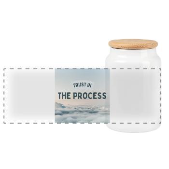 Trust In The Process Inspirational Quote Design - Panoramic Cookie Jar with Wooden Lid - white - Front