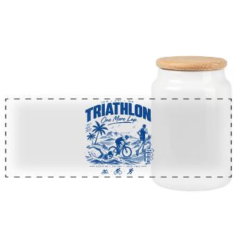 Triathlon one more lap - Panoramic Cookie Jar with Wooden Lid - white - Front
