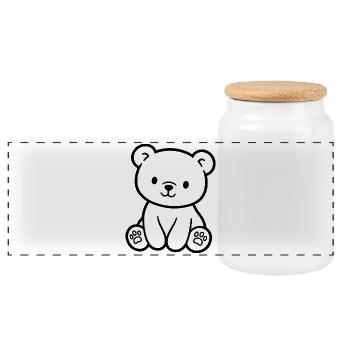 Cute teddy bear for babies and children - Panoramic Cookie Jar with Wooden Lid - white - Front