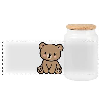 Bunter Teddybär für Kinder - Panorama Keksdose mit Holzdeckel - Weiß - Vorne