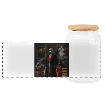 Supernatural Heart in the Library - Panoramic Cookie Jar with Wooden Lid - white - Front
